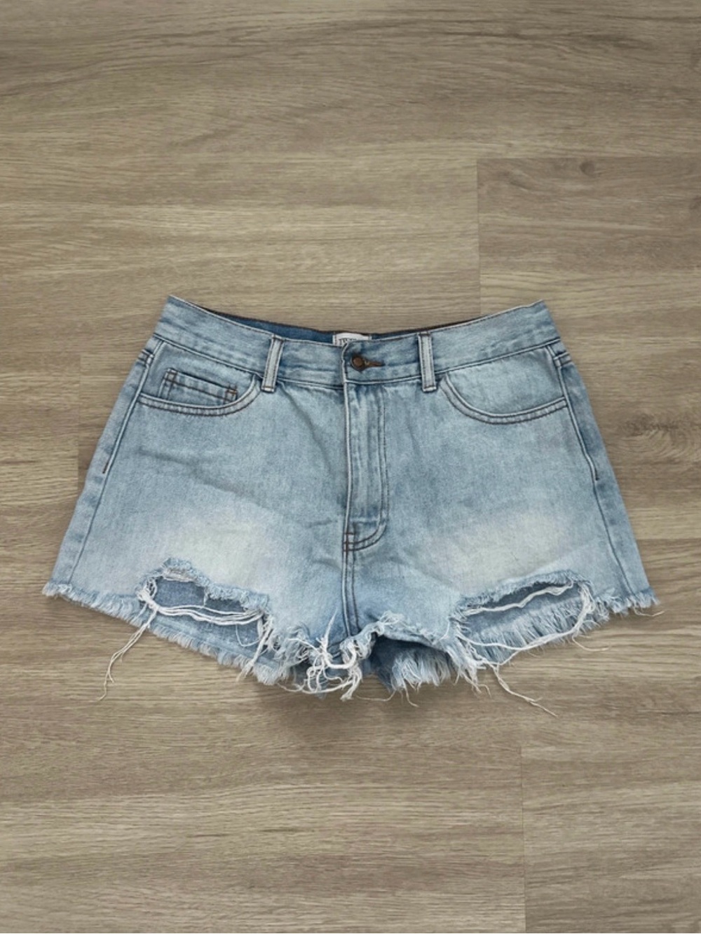 JLUXLABEL Light Wash Distressed Denim Shorts